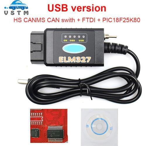 ELM327 For FORScan V1.5 PIC18F25K80 FTDI/CH340 ELM 327 HS-CAN/MS-CAN Switch obd obd2 USB Scanner Car Diagnostic Auto Tool