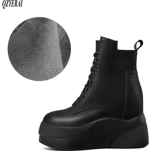 New Winter women shoes natural Genuine leather boots bottom of thick Warm fur Female boots 100%cowhide Chelsea snow boots