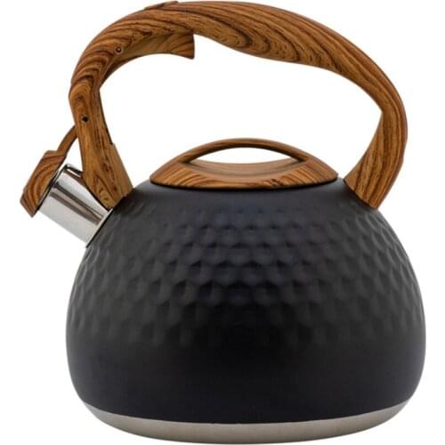 Gas Kettle 2.8L Camping Stainless Steel Suitable For Stove Folding Handle White Whistle Hammer Pattern Travel Water Teapot