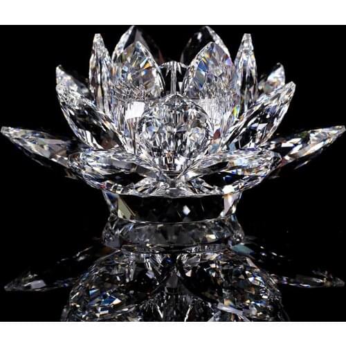 Dia20cm Crystal Lotus Flower Decor With Fragment Hole Car Decor Flower Lotus Glass Crafts