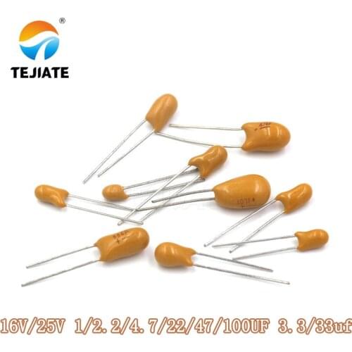 DIP Tantalum Capacitor 16v/25V 1/2.2/4.7/22/47/100UF 3.3/33uf Foot distance2.54MM