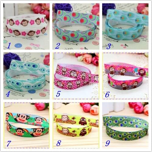 5/8'' Free shipping Fold Elastic FOE monkey peacock printed headband headwear hairband diy decoration wholesale OEM S72