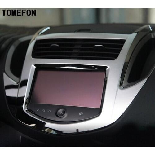 TOMEFON ABS Chrome For Chevrolet Trax 2014 2015 New Interior Dash Center Console Trim Bezel Panel Radio Face Interior Frame