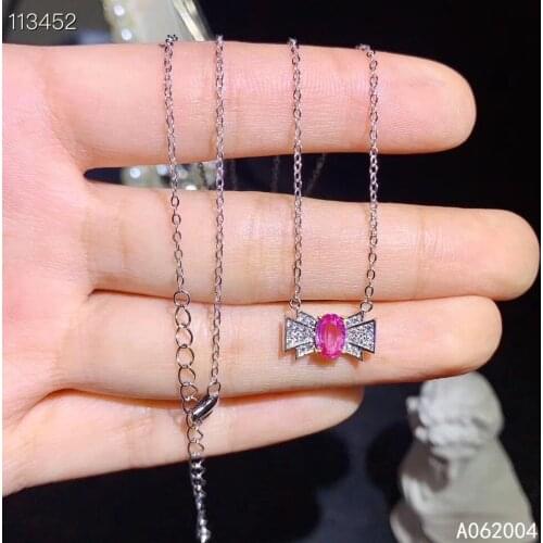 KJJEAXCMY Fine Jewelry 925 Sterling Silver inlaid Natural pink sapphire Female new Pendant Necklace beautiful Support test