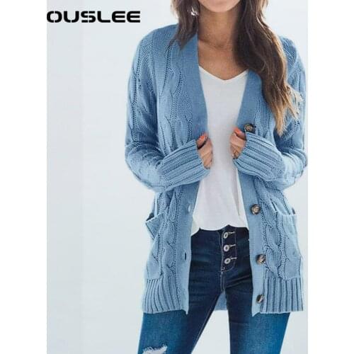 OUSLEE Cardigan Sweater Women New Sweaters Coat Winter Twist Knitted Sweaters Cardigan Coats Female Oversize Casual Loose Jumper