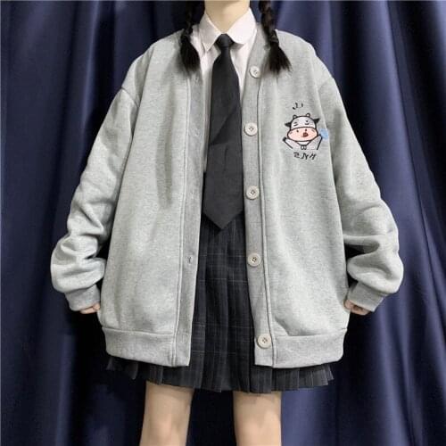 Cardigan Sweatshirt Fashion Autumn Designer Loose Zip Up Sweatshirt Harajuku Hoodie Polerones Mujer Kpop Clothes Plus Velvet