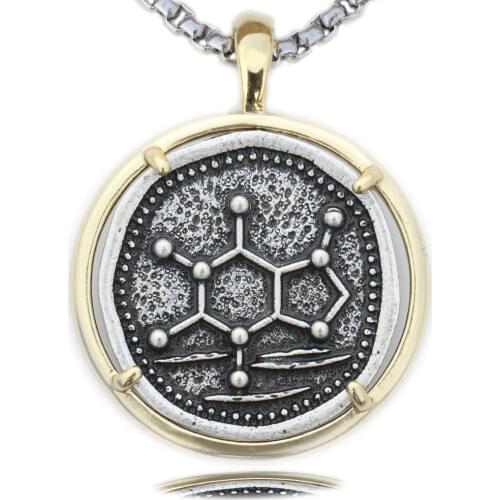 Caffeine Molecule Necklace Men Chemistry DNA Minimalist Jewelry Life Love Laugh Necklace