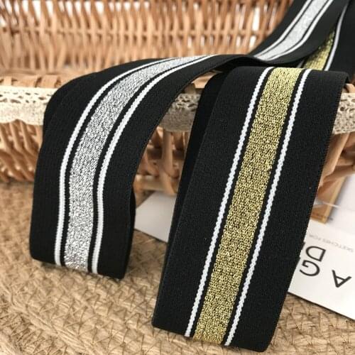 3.8-4cm Thicken Stripe Elastic Bands DIY Belt Ribbon Dress Pants Shoes Clothing Rubber Webbing Garment Sewing Accessory X125