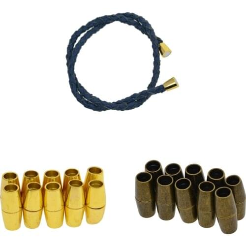 10 Sets Fashion Barrel Magnetic Clasps fit 4mm Round Leather Cord Kumihimo Necklace Bracelet Connectors For DIY Jewelry Making
