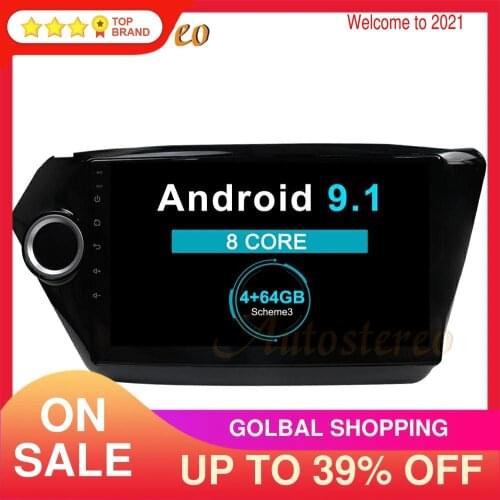Android 9.1 4GB Car Radio Player For KIA K2 RIO 2010-2016 Car Multimedia Player Car GPS Navigation Head Unit Radio Tape Recorder