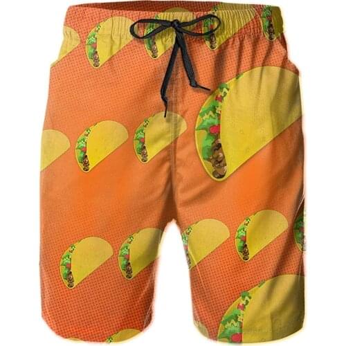 Mens Swim Trunks Fast Food Orange Swimming Shorts Beachwear Water Resistant Sports Summer Beach Shorts With Pockets