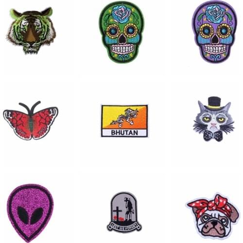 Punk patch ecusson thermocollants embroidered patches for clothing skull Patch iron on patches on clothes Stripe Sticker t-shirt