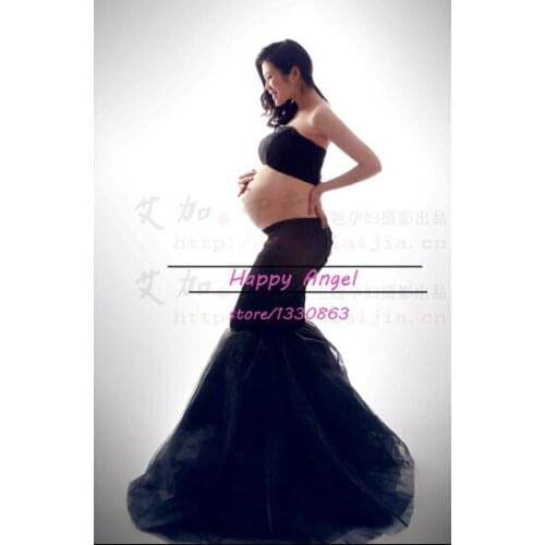 New Pregnant Women Photography Props Pregnancy Black Mermaid Romantic Dress Baby Shower Photo Shoot Free shipping Free size