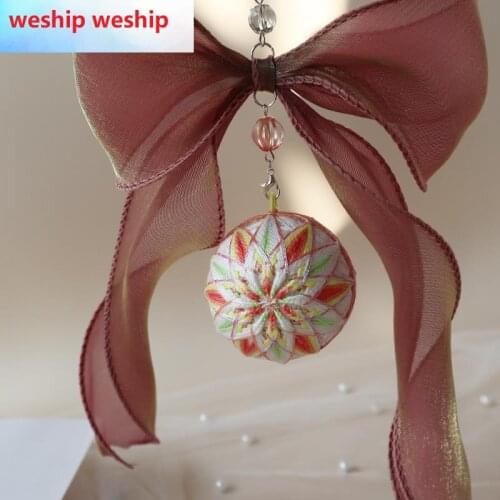 Tinglan orange bowTemari hand ball/Temari ball Material package(make by yourself) DIY Key buckle Pendant gift