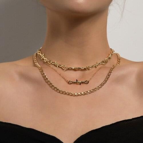 Orgin Summer Unique Design Geometrical Multilayer Twist Chain Pendant Necklace for Women Delicate Irregular Necklace Jewelry