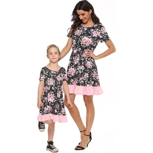 Mother Daughter Dresses Summer Mommy And Me Matching Dress Mommy and Daughter Matching Floral Clothes Matching Family Outfits