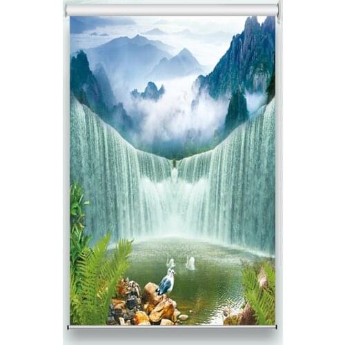 Custom new Roll curtains Waterfall scenery Roller blind Used for Living room bedroom window height modern curtains