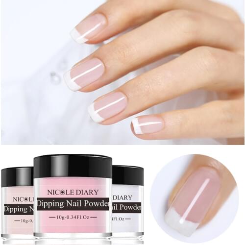 NICOLE DIARY Dip Nail Powder 10ml Gradient French Glitter Without Lamp Cure Base Top Activator Polish Liquid Set Decoration