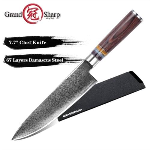 Grandsharp 7.7 Inch Chefs Knife 67 Layers Japanese Damascus Kitchen Knife Kitchen High Carbon Stainless Steel Knives Cooking
