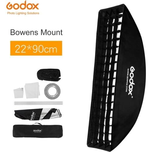 Godox softbox 22x90cm 9"x 35" Portable Rectangular Honeycomb Grid Softbox soft box with Bowens Mount for Studio Flash