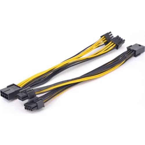 PCI-e 8Pin to 2 port 6+2pin Power supply Extension Cable PCI express Graphics Card 8 Pin 1 to 2 Y Splitter Port multiplier