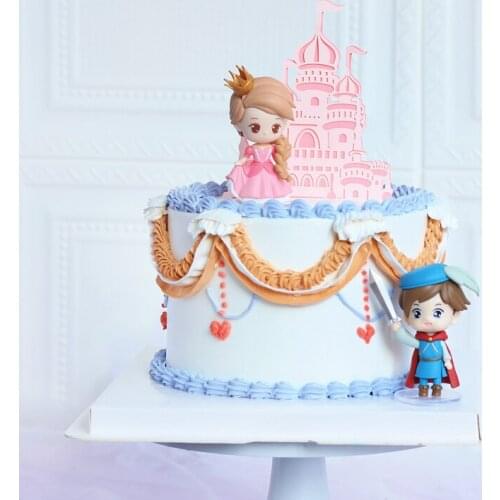 Baby Girl Birthday Engagement Party Decorations Princess Prince Bow Castle Cake Topper Baking Accessories Dessert Stand decor