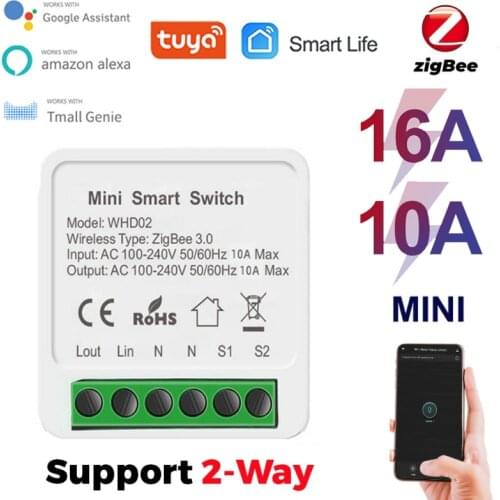 Tuya Zigbee Smart Switch 16/10A Led Light Smart Life Push Module Supports 2 Way APP Voice Relay Timer With Google Home Alexa