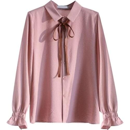 Spring Autumn Casual White Pink Blouse Lady Shirts Tops Women Fashion Casual Long Sleeve Blouses Femme Blusas DD2352