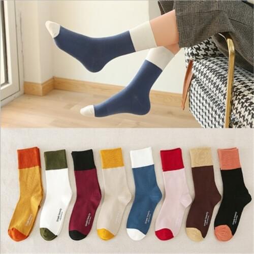 1pair/lot New Cute Japanese Harajuku Woman Socks Japanese Color Matching Tube Korean Women Style Kawaii Girls Socks Gifts