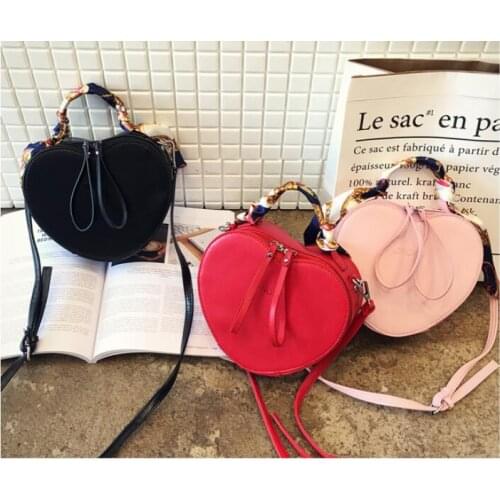 1 piece PU Heart Shape Women Lolita Small Crossbody Women Messenger Bag Ladies Shoulder handbag