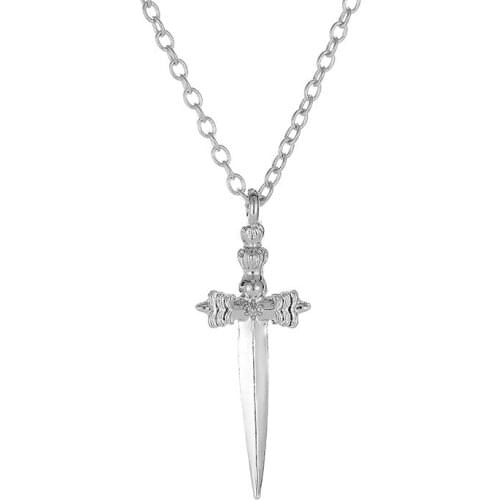 12 Pieces/Lot Silver Rose Gold Color Sword Necklace Chokers Men Women Hip Hop Cross Pendant Long Link Chain Sweater Jewelry