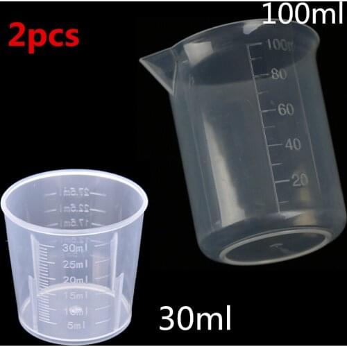 2pcs/set 100ML / 30ml Clear Plastic Measuring Cup Jug Pour Spout Surface Kitchen Tool Supplies