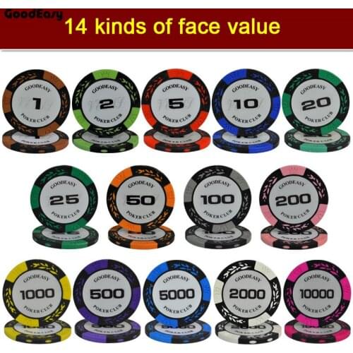 25PCS/Lot Wheat Texas Hold'em Clay Poker Chip Sets Mahjong Poker Poker Game Metal Coin Professional Customizable Wholesale