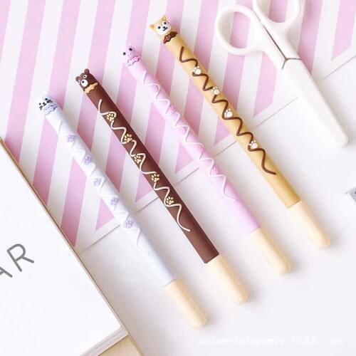 36 pcs/lot Chocolate Pets Gel Pen Cartoon Animal Cat Dog 0.5mm black ink Signature Pen School Office Supply Promotional Gift