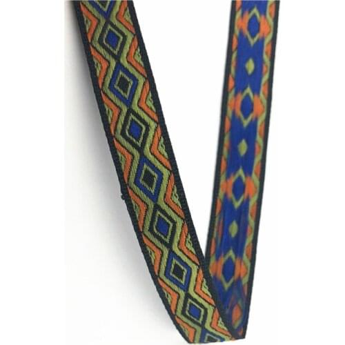 5Yards 14mm 1/2'' Orange Yellow Waves Blue Pattern Woven Jacquard Ribbon Sewing Wedding Party Clothing Scrapbooking Supplies