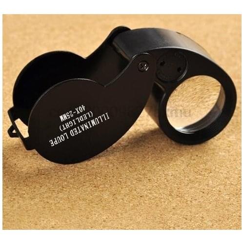 50PCS 40x Portable Magnifier Mini Retractable Magnifying Illuminated LED Light Jeweler Loupe Fast shipping for DHL TNT