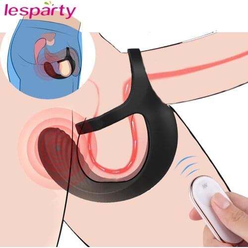 9 Modes Testicle Vibrator for Men Chastity Belt Vibrating Penis Massager Ring Dildo Sex Toys for Men Prostate Stimulator Massage