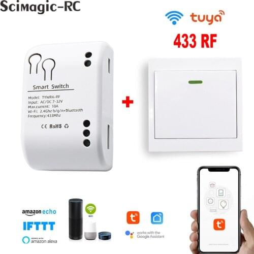 Wireless Smart Switch Light 433Mhz RF 86 Wall Panel Switch with Remote Control Tuya Relay Receiver 7-32V Home Led Light Lamp Fan