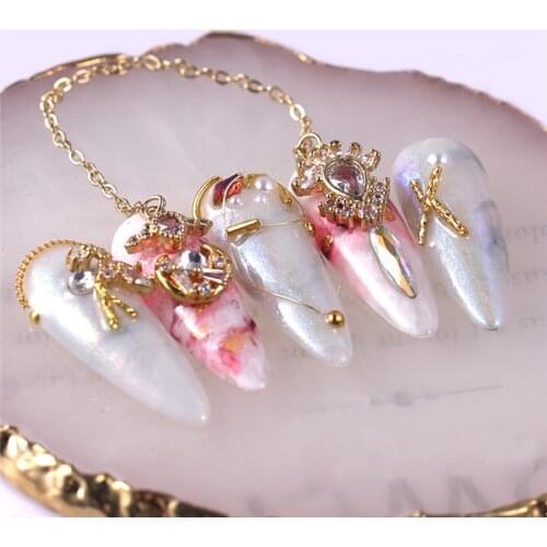 1Pc 6 types Crystal Chain Charms Nail Jewelry Decorations luxury Zircon Crystal Rhinestones For Nails