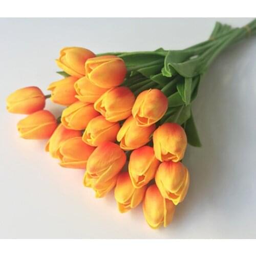 Cheap 1pcs Tulip Real Touch Artificial Flowers Bridal Flower Bouquet Party Fake Flowers for Home Wedding Decorative Flowers