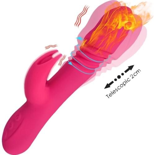Rabbit Vibrator 7 Modes Telescopic Rotation Heating Vibration Dildo G Spot Clitoris Stimulator Sex Toys for Women Sexual Wellnes