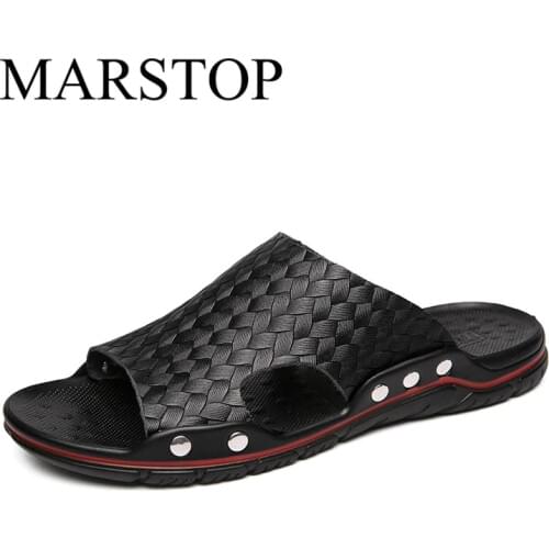 MARSTOP Print Flip Flops Men Slippers Home Sandals Leather Men Summer Shoes Sandalias Super Comfort Beach Sandals Dropshipping