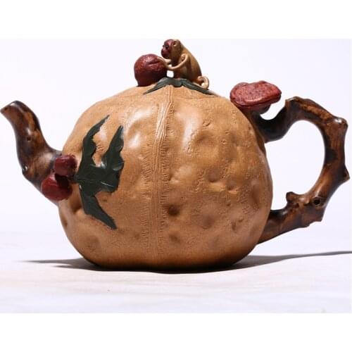 Yixing Famous Handmade Purple Clay Pot Set Imitation Old Pot Ornaments Life Peach Ganoderma Lucidum Pot Kung Fu Tea Set Teapot