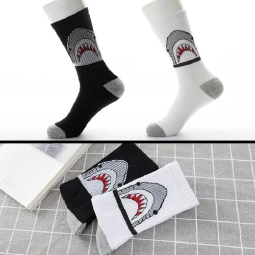 Unisex Womens Mens Casual Sport Socks Cool Shark Socks 1 Pair Cotton Casual Middle Tube Socks EU 35-43 Size Drop Shipping