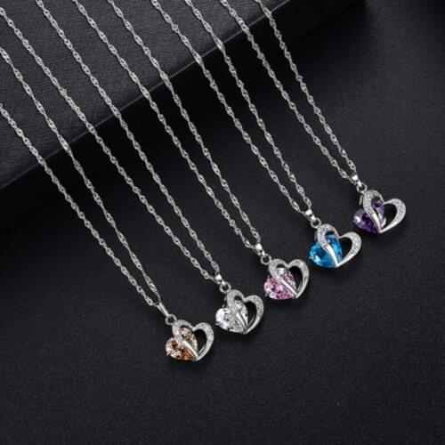 New Fashion Heart Necklace Women Girl Pendant Necklace Chain Jewelry Gift Holiday Seaside Beach Crystal Jewelry X3