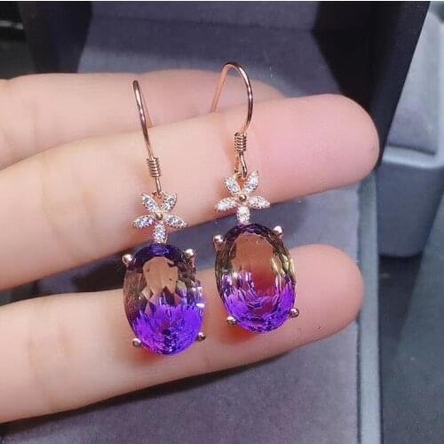 Engagement Best Gift Ametrine Earring Natural And Real 925 sterling silver Natural And Real Ametrine Earring