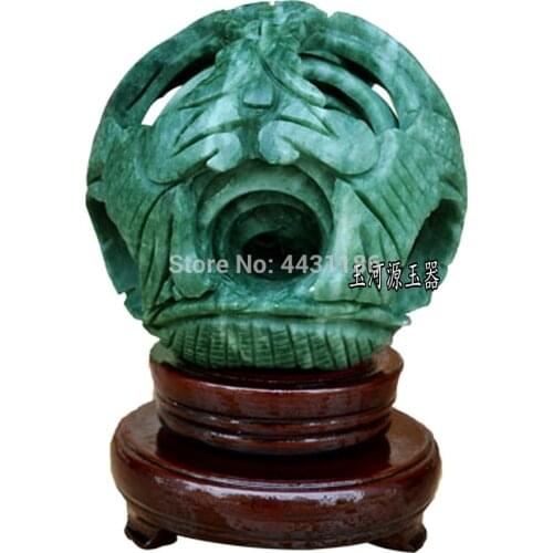 Huge Nature Green Jade Huge 8 Layers Puzzle Ball Sphere jadeite disjunct Ball Good Home Decorate Gift