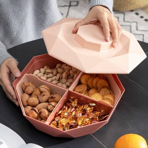 Candy Snack Tray Dried Fruit Nut Serving Tray With Lid Food Storage Box Living Room Fruit Plate Wedding Gift Home Organizer