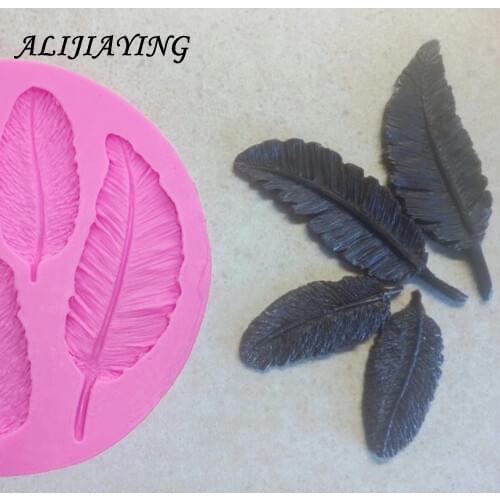 DIY wing Birds Feathers chocolate fondant cake decorating tools lace border silicone mold kitchen baking Accessories D0057