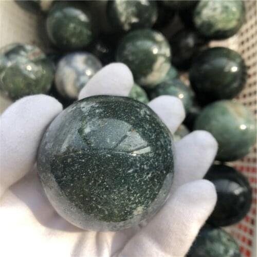 Natural moss aquatic agate quartz crystal sphere ball for healing chakra decoration